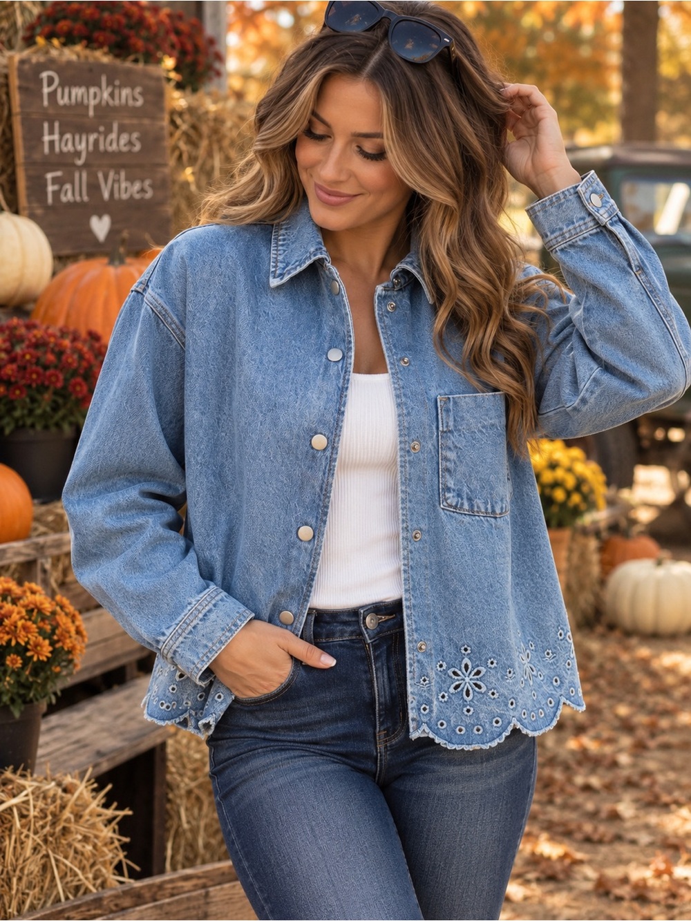 🍁🤎Bluebell Bloom Denim Jacket🍁🤎